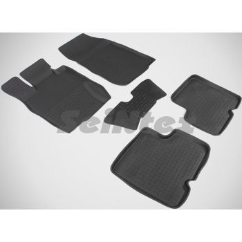 Коврики в салон для Renault Duster '10-15 резиновые, черные (Seintex)