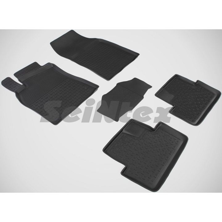 Коврики в салон для Renault Fluence '09- резиновые, черные (Seintex)