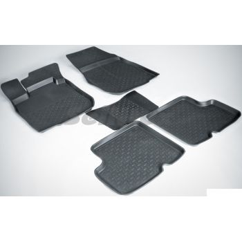 Коврики в салон для Renault Logan '04-12 резиновые, черные (Seintex)