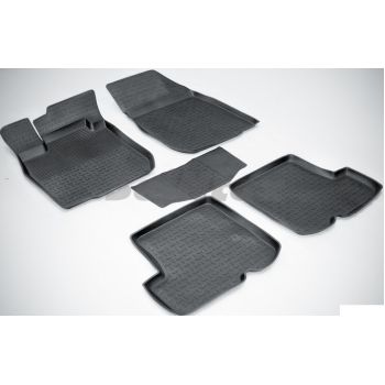 Коврики в салон для Renault Sandero '08-12 резиновые, черные (Seintex)