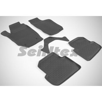 Коврики в салон для Skoda Fabia 2 '07-14 резиновые, черные (Seintex)