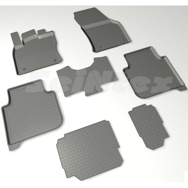 Коврики в салон для Skoda Kodiaq '17- (7мест) резиновые, черные (Seintex)