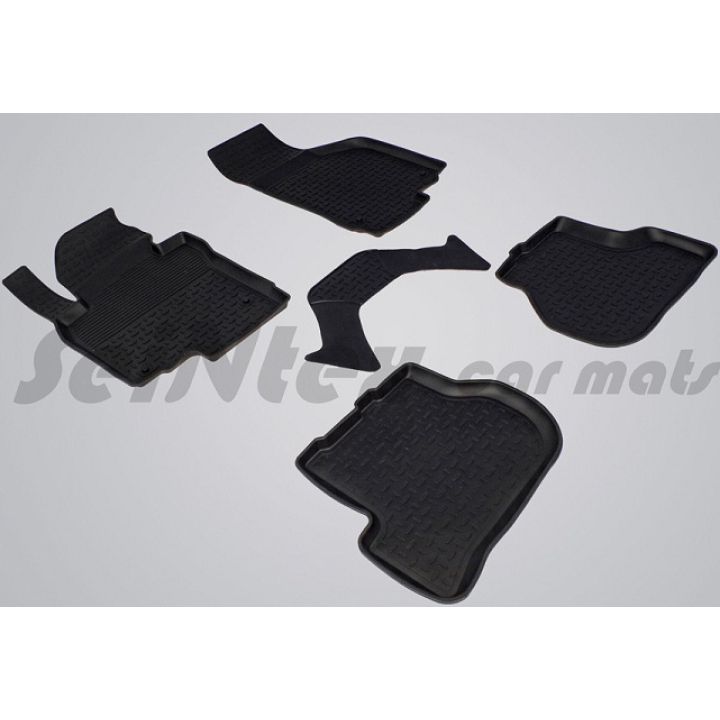 Коврики в салон для Skoda Octavia A5 '05-13 резиновые, черные (Seintex)
