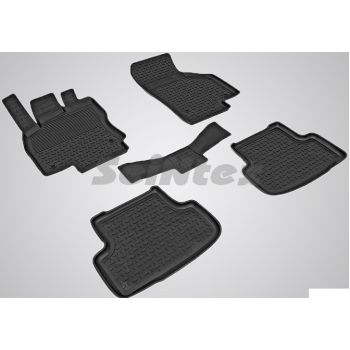 Коврики в салон для Skoda Octavia A7 '13- резиновые, черные (Seintex)