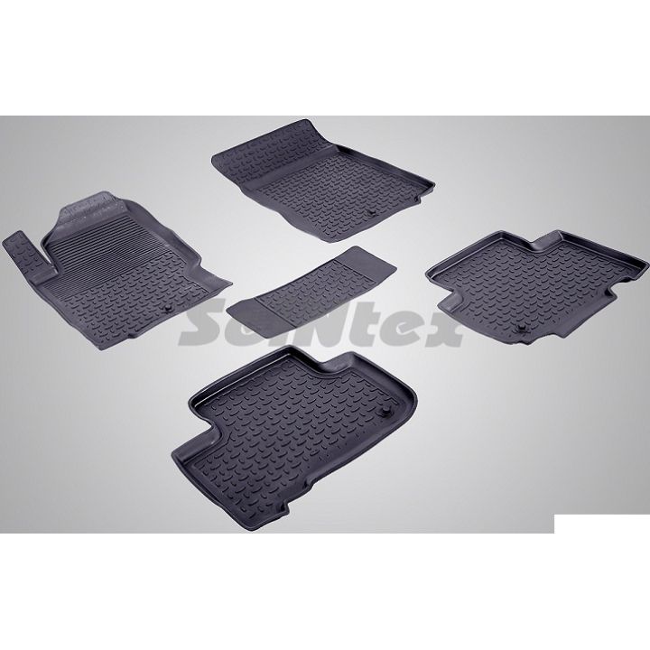 Коврики в салон для Ssangyong Rexton 3 '13-17 резиновые, черные (Seintex)