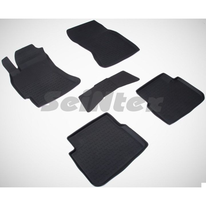 Коврики в салон для Subaru Forester '08-12 резиновые, черные (Seintex)