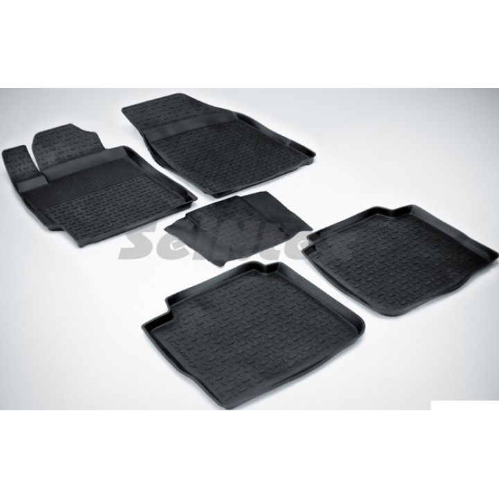 Коврики в салон для Toyota Camry V40 2006 - 2011 резиновые, черные (Seintex)