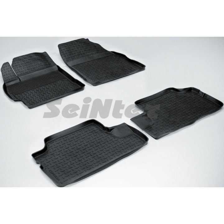 Коврики в салон для Toyota Corolla 2007-2012 резиновые, черные (Seintex)