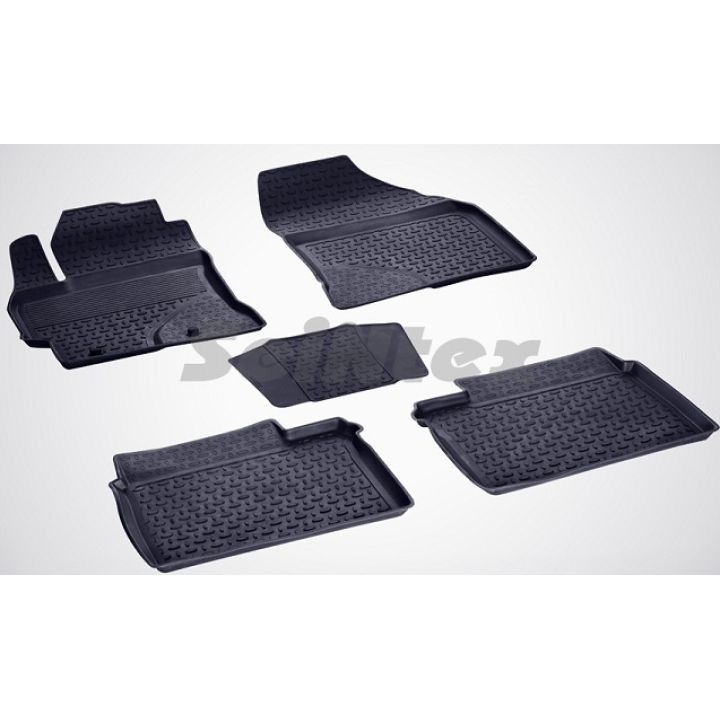 Коврики в салон для Toyota Corolla 2013-2018 резиновые, черные (Seintex)