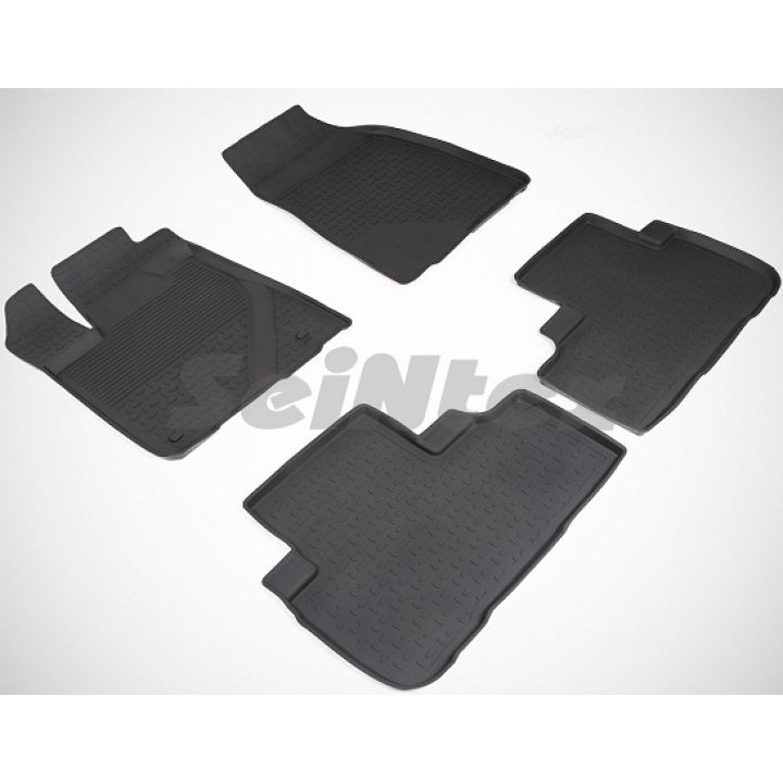 Коврики в салон для Toyota Highlander '14- резиновые, черные (Seintex)