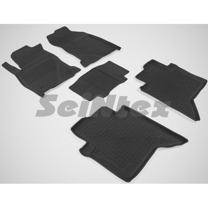 Коврики в салон для Toyota Hilux '15- резиновые, черные (Seintex)