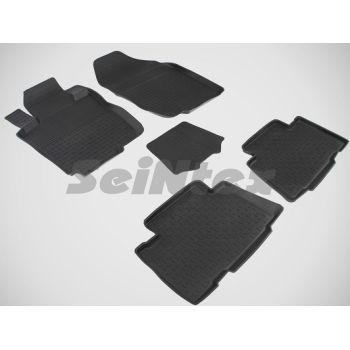 Килимки в салон для Toyota RAV4 2006-2012 гумові, чорні (Seintex)