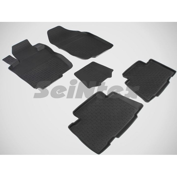Коврики в салон для Toyota RAV4 2006-2012 резиновые, черные (Seintex)