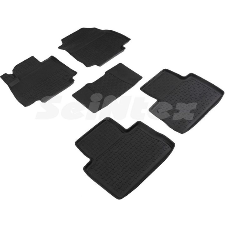 Коврики в салон для Toyota RAV4 2019- МКПП резиновые, черные (Seintex)