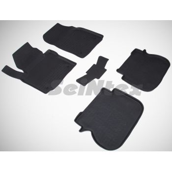 Коврики в салон для Volkswagen Caddy '04-15 резиновые, черные (Seintex)