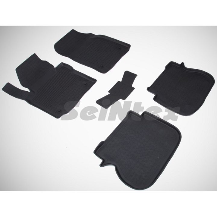 Коврики в салон для Volkswagen Caddy '04-15 резиновые, черные (Seintex)