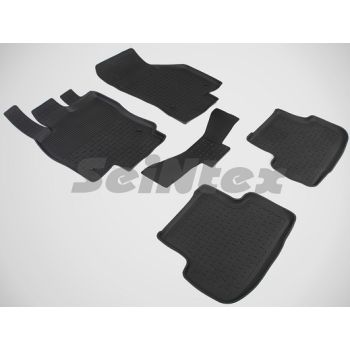 Коврики в салон для Volkswagen Golf 7 '12- резиновые, черные (Seintex)
