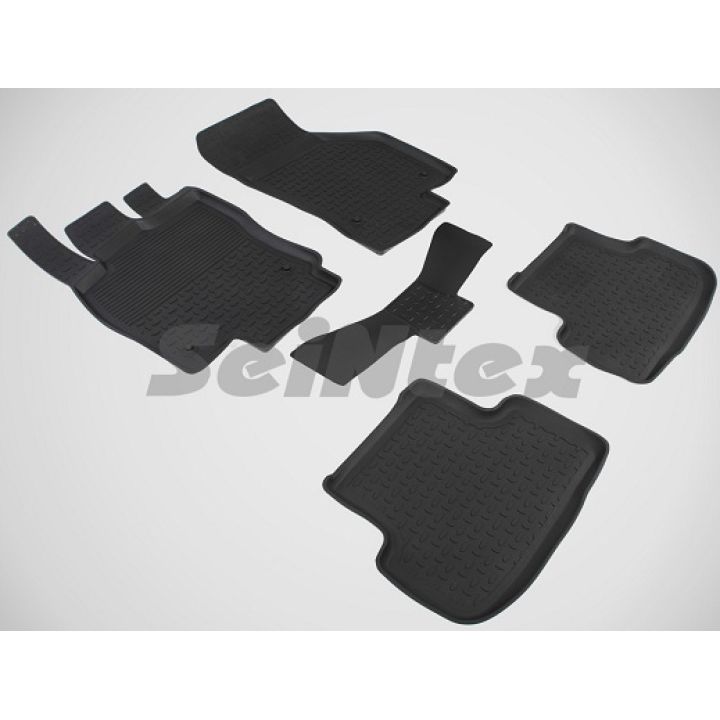 Коврики в салон для Volkswagen Golf 7 '12- резиновые, черные (Seintex)