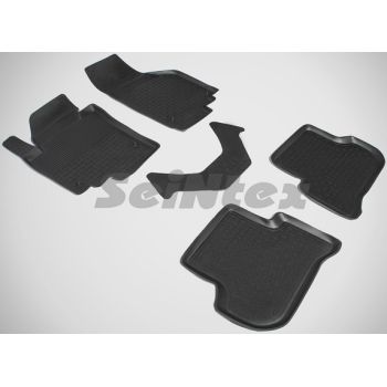 Коврики в салон для Volkswagen Golf Plus V '05-09 резиновые, черные (Seintex)