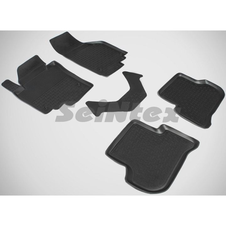 Коврики в салон для Volkswagen Golf Plus V '05-09 резиновые, черные (Seintex)