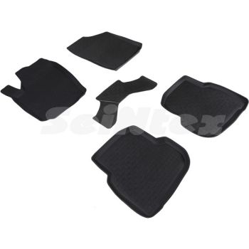 Коврики в салон для Volkswagen Polo '17- резиновые, черные (Seintex)