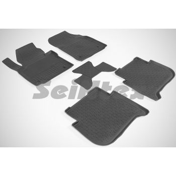 Коврики в салон для Volkswagen Touran '03-15 резиновые, черные (Seintex)